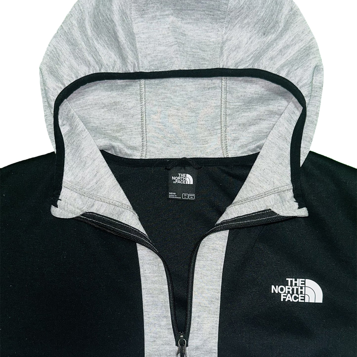 North Face Grey and Black Hoodie- size L