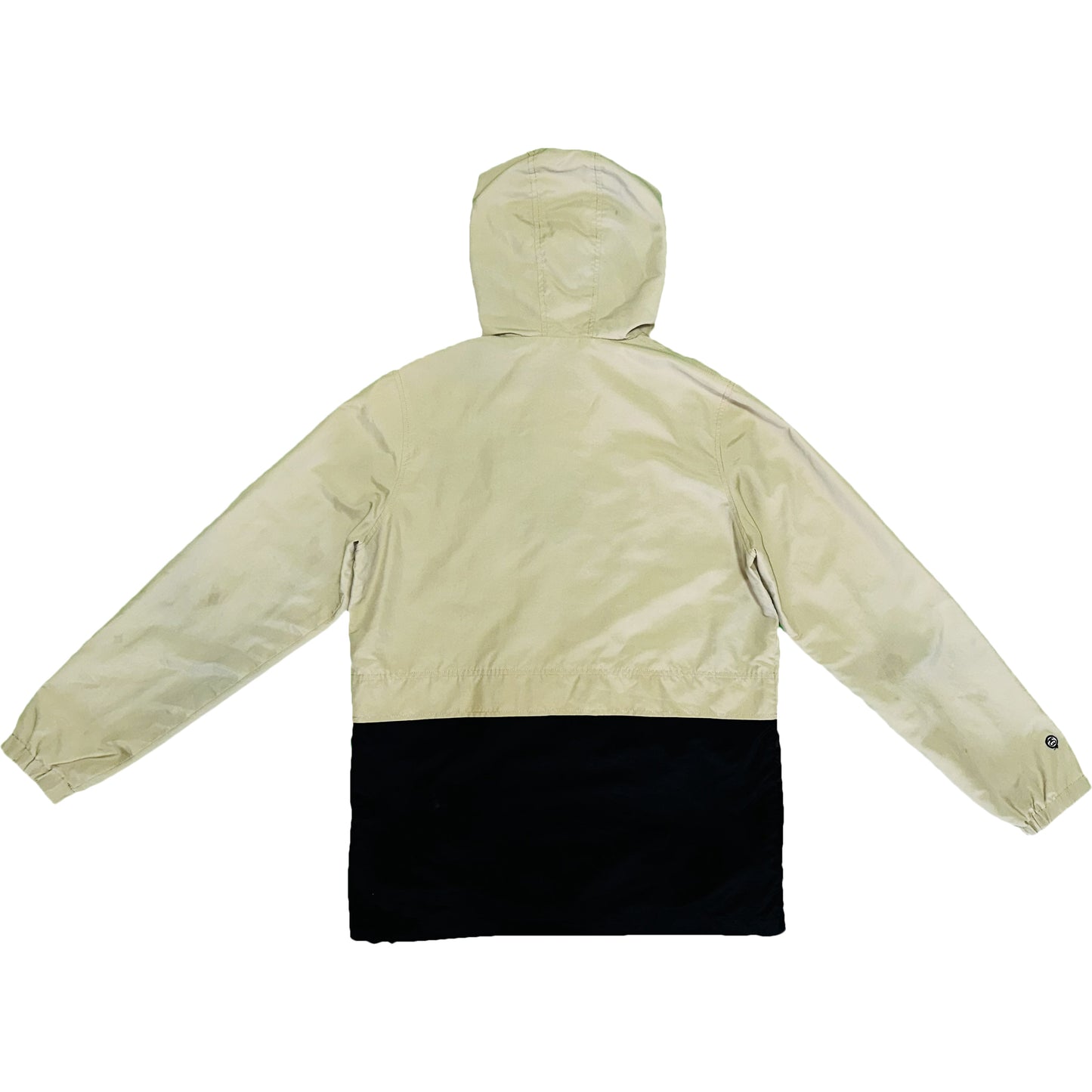 Stussy Black and Beige-Khaki Windbreaker Zip-up with Hood