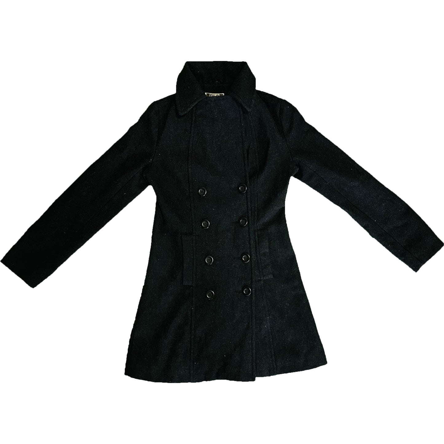 FILO Women's Black Double-Breasted Pea Coat