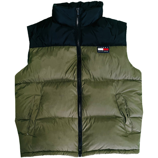 Tommy Hilfiger Men's Puffer Vest - Olive Green & Black Colorblock